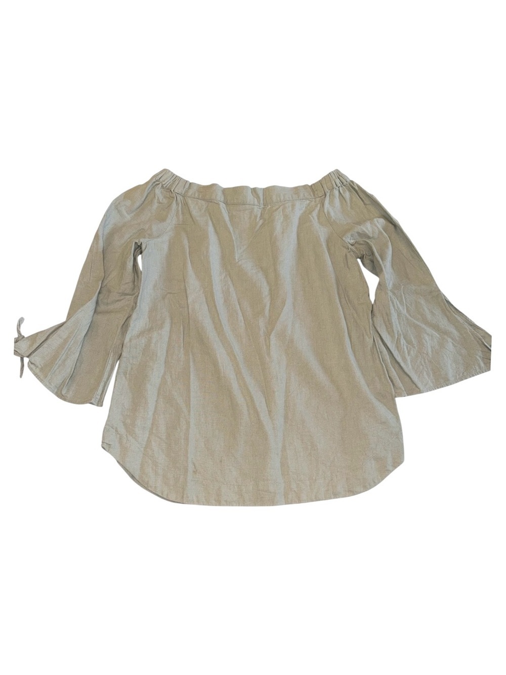 Altar’d State Sage Green Linen Blend Off Shoulder Peasant Blouse Size Medium
